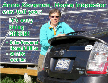 Anne with solar panels and Prius
